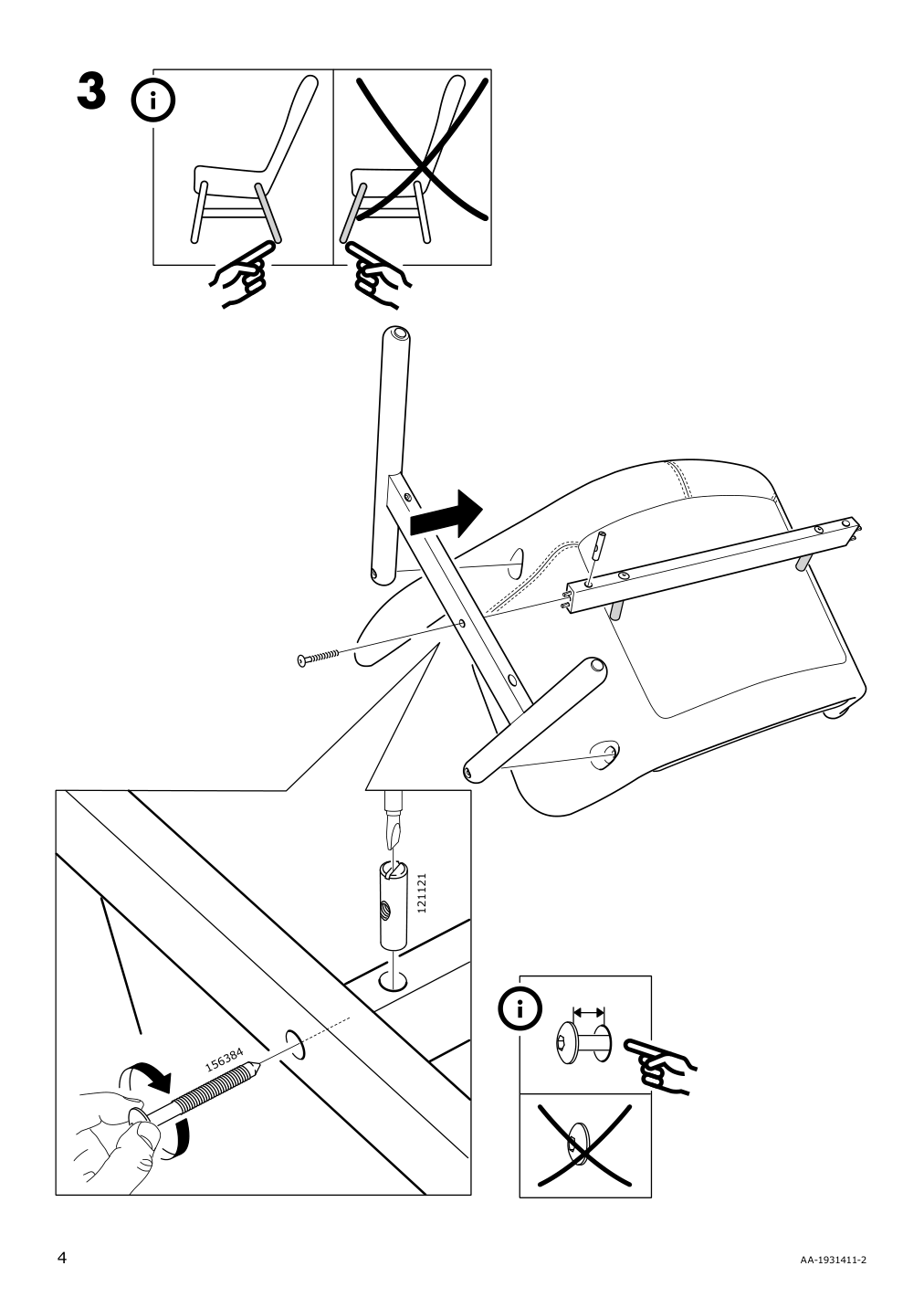 Assembly instructions for IKEA Vedbo high back armchair gunnared light green | Page 4 - IKEA VEDBO high back armchair 504.942.59