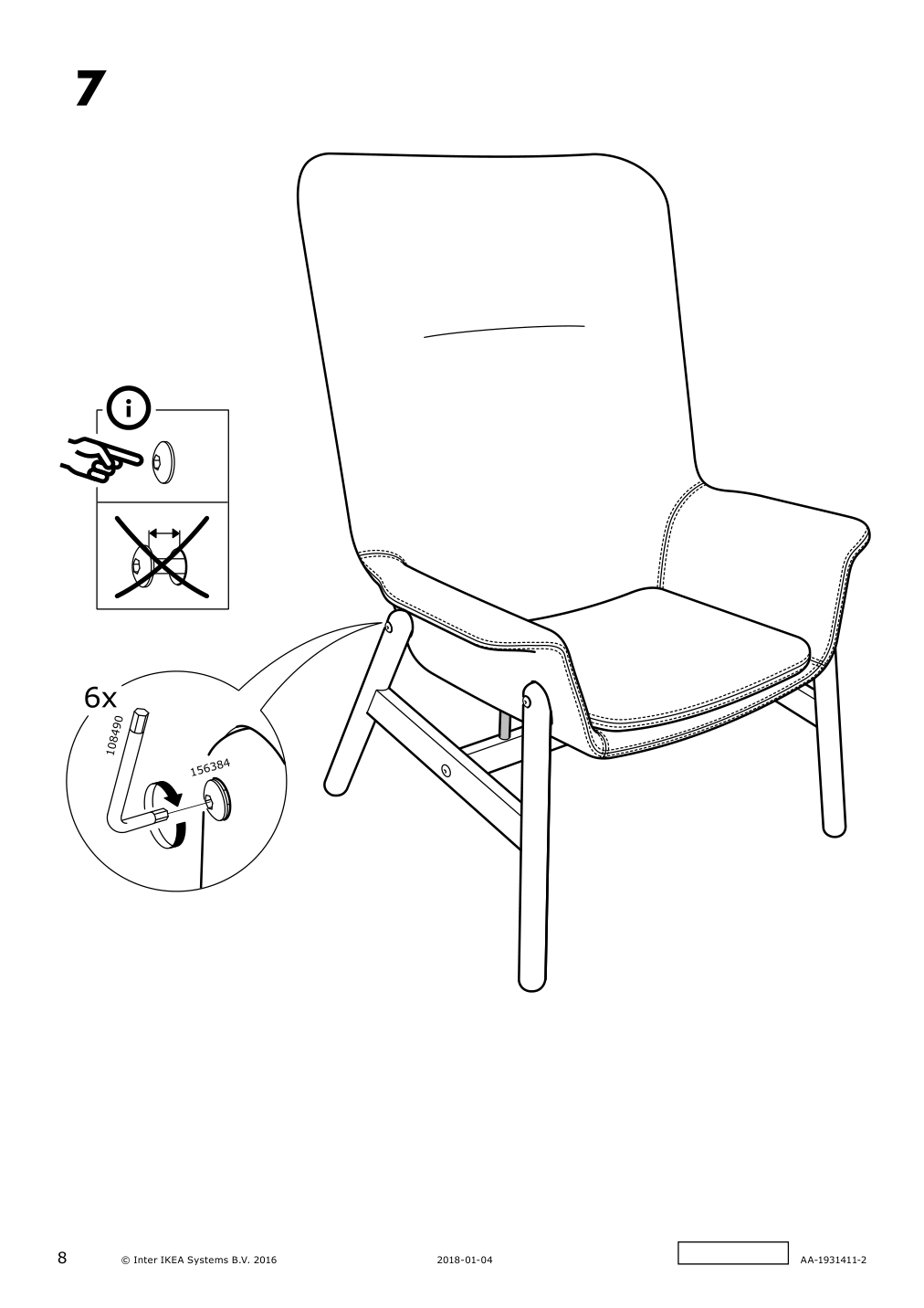 Assembly instructions for IKEA Vedbo high back armchair gunnared light green | Page 8 - IKEA VEDBO high back armchair 504.942.59