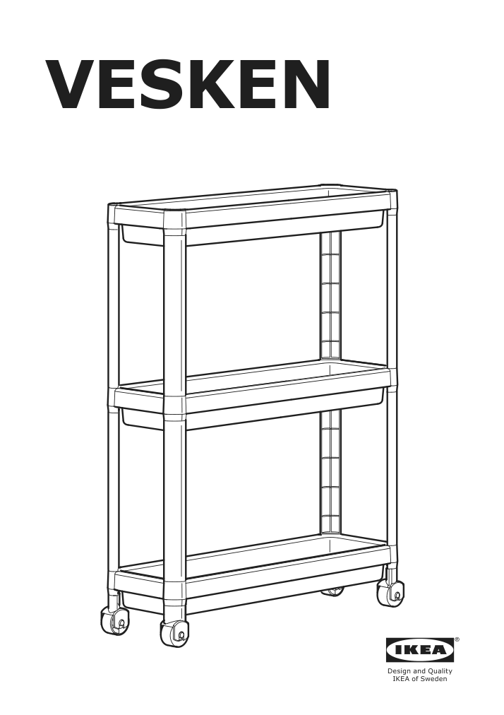 Assembly instructions for IKEA Vesken cart white | Page 1 - IKEA VESKEN cart 004.712.22