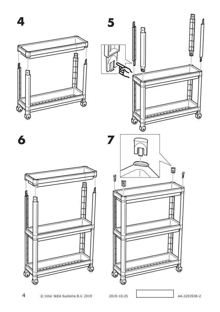 Assembly instructions for IKEA Vesken cart white | Page 4 - IKEA VESKEN cart 004.712.22