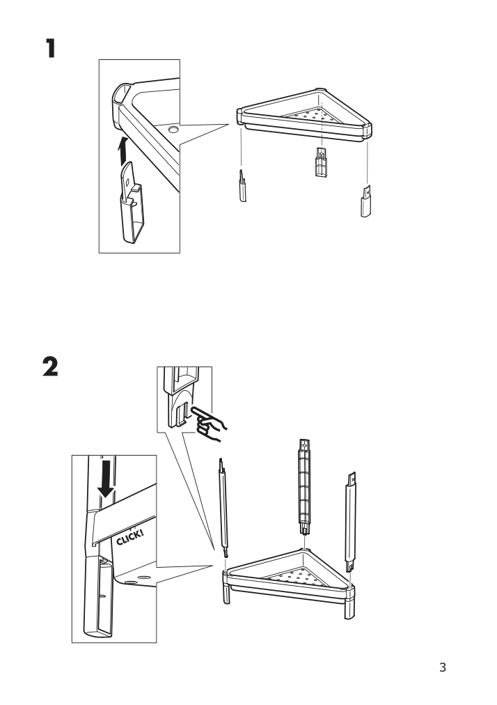 Assembly instructions for IKEA Vesken corner shelf unit white | Page 3 - IKEA VESKEN corner shelf unit 704.710.92