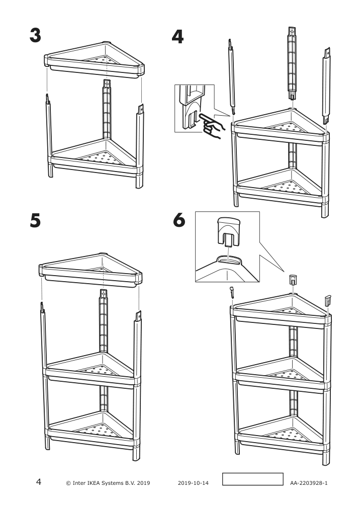 Assembly instructions for IKEA Vesken corner shelf unit white | Page 4 - IKEA VESKEN corner shelf unit 704.710.92