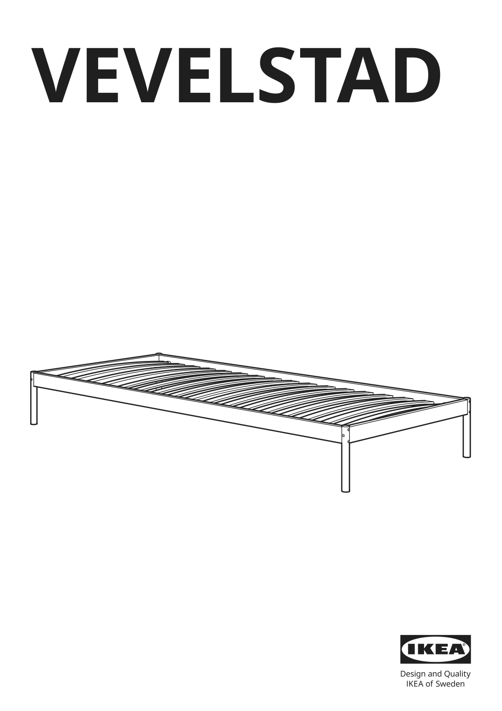 Assembly instructions for IKEA Vevelstad bed frame white | Page 1 - IKEA VEVELSTAD bed frame 405.182.70