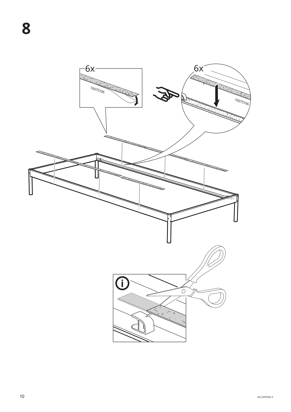 Assembly instructions for IKEA Vevelstad bed frame white | Page 10 - IKEA VEVELSTAD bed frame 405.182.70