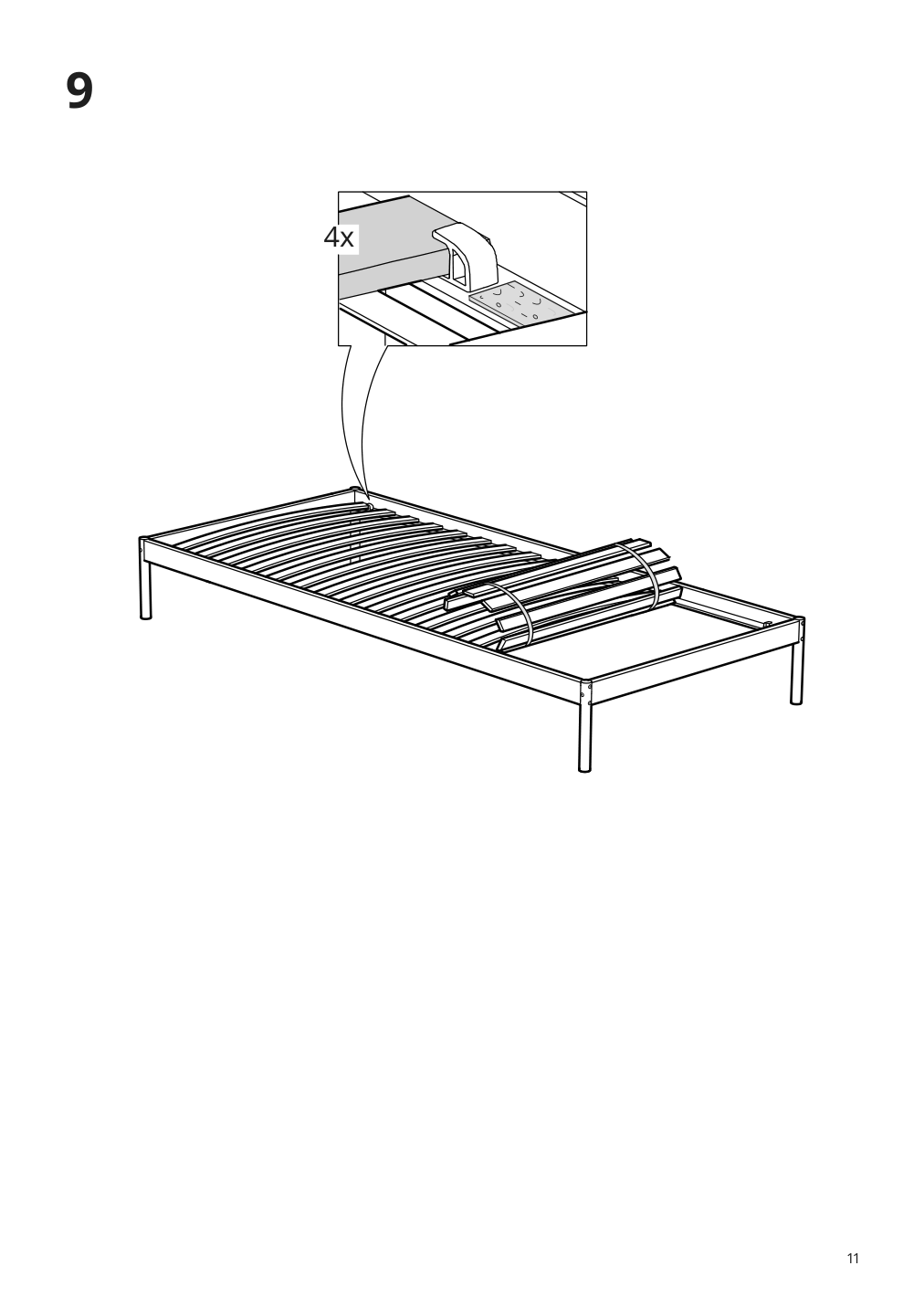 Assembly instructions for IKEA Vevelstad bed frame white | Page 11 - IKEA VEVELSTAD bed frame 405.182.70