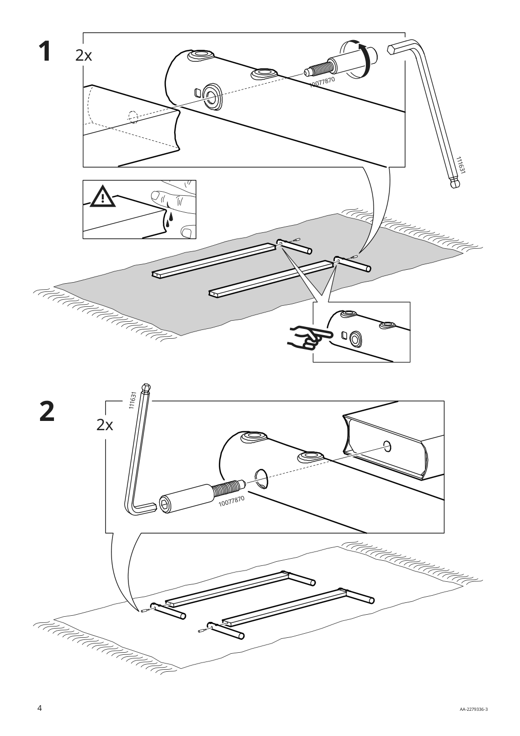 Assembly instructions for IKEA Vevelstad bed frame white | Page 4 - IKEA VEVELSTAD bed frame 405.182.70