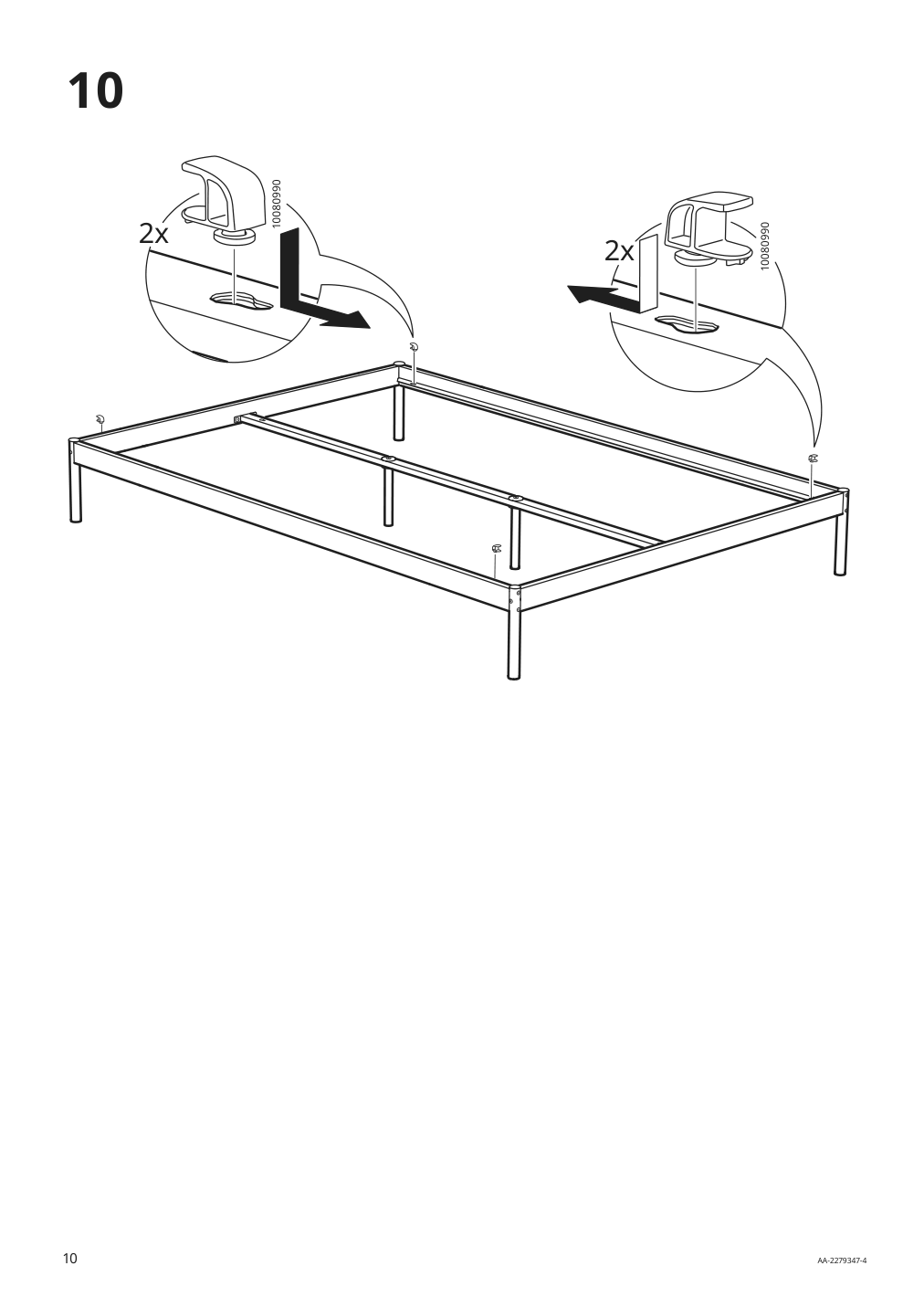 Assembly instructions for IKEA Vevelstad bed frame white | Page 10 - IKEA VEVELSTAD bed frame 805.063.88