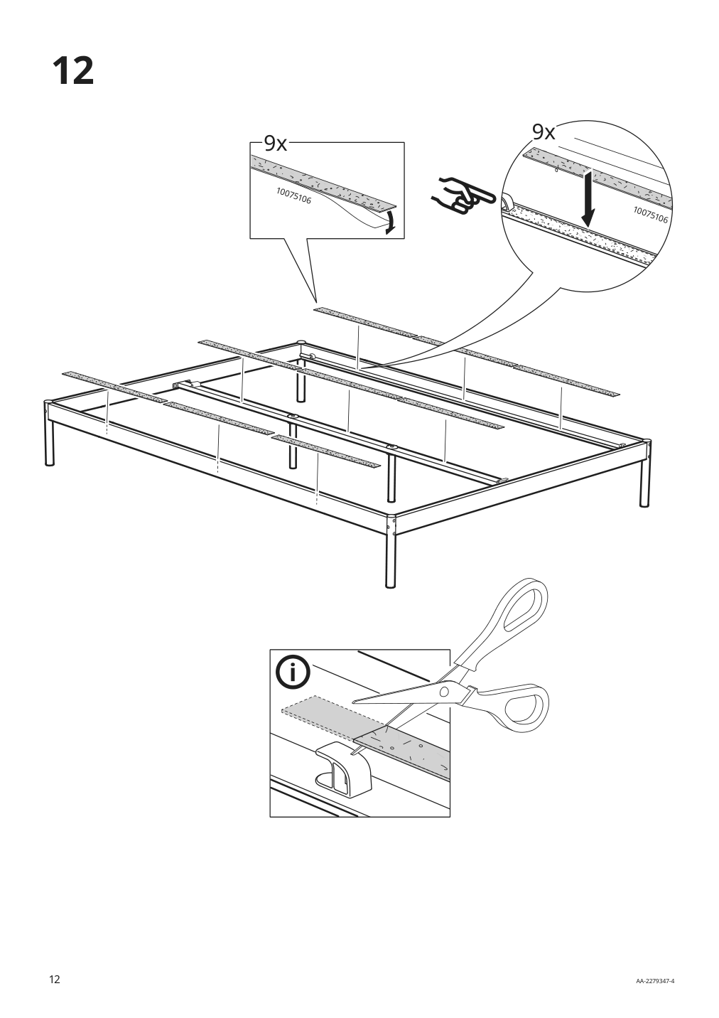 Assembly instructions for IKEA Vevelstad bed frame white | Page 12 - IKEA VEVELSTAD bed frame 805.063.88