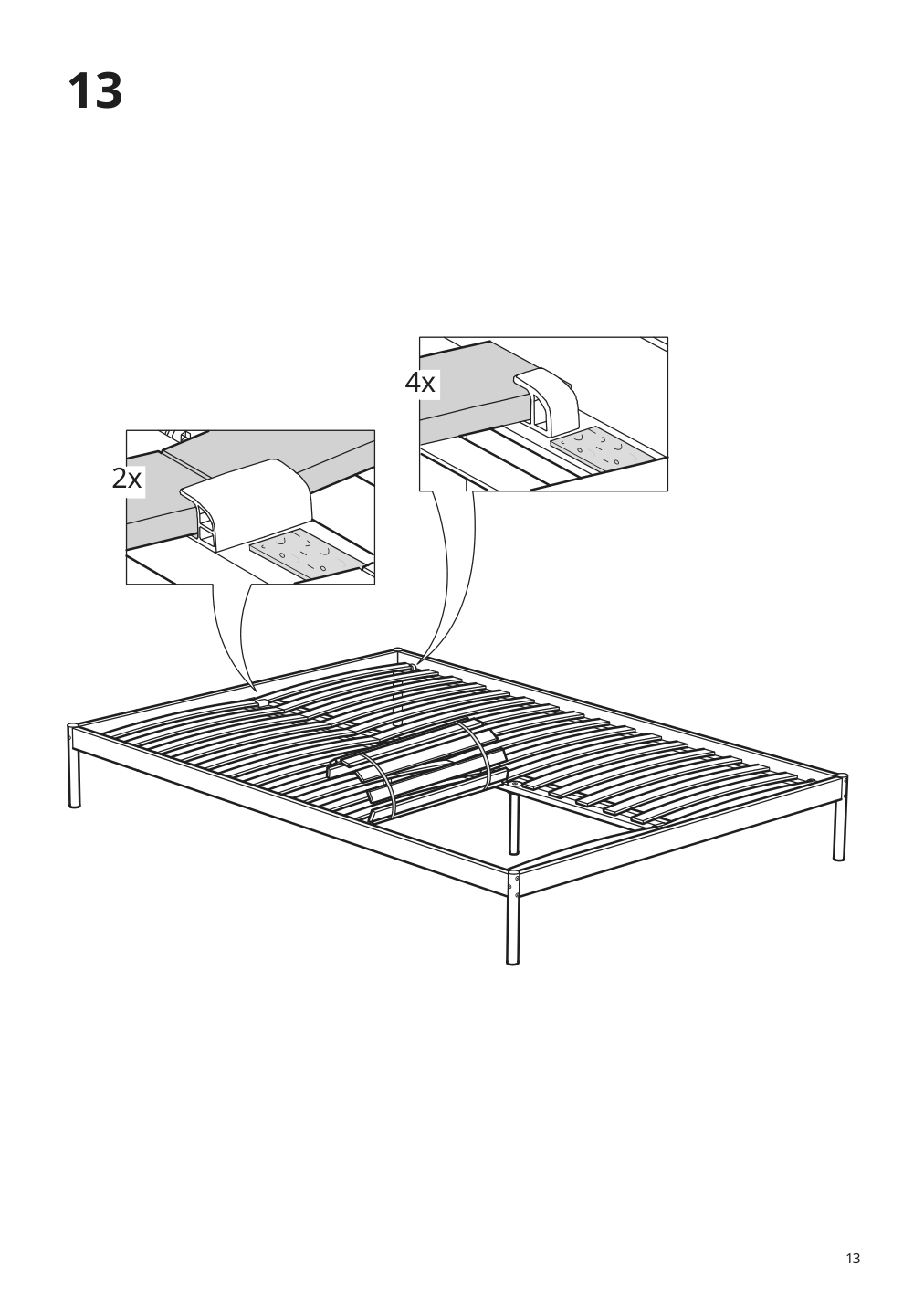 Assembly instructions for IKEA Vevelstad bed frame white | Page 13 - IKEA VEVELSTAD bed frame 805.063.88