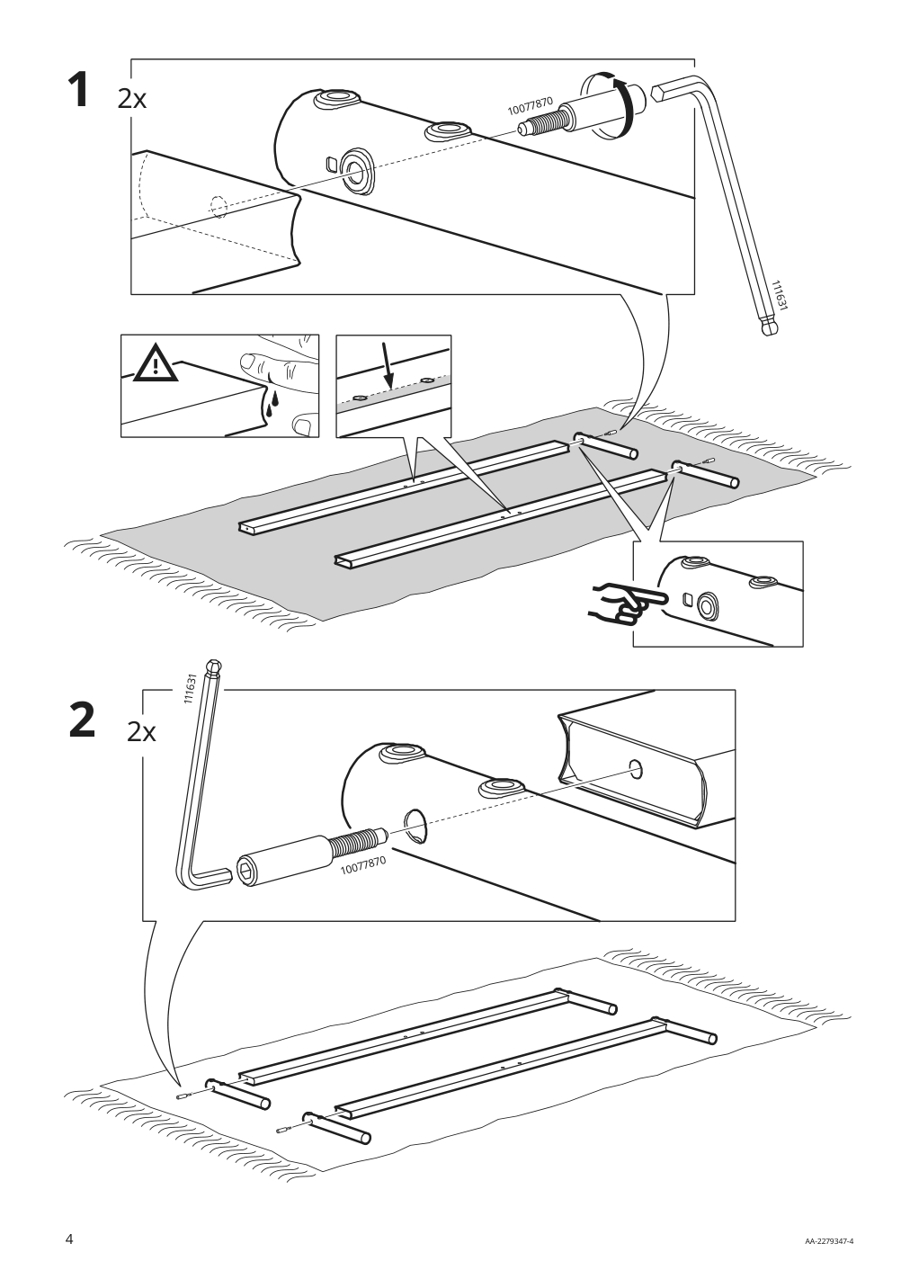 Assembly instructions for IKEA Vevelstad bed frame white | Page 4 - IKEA VEVELSTAD bed frame 805.063.88