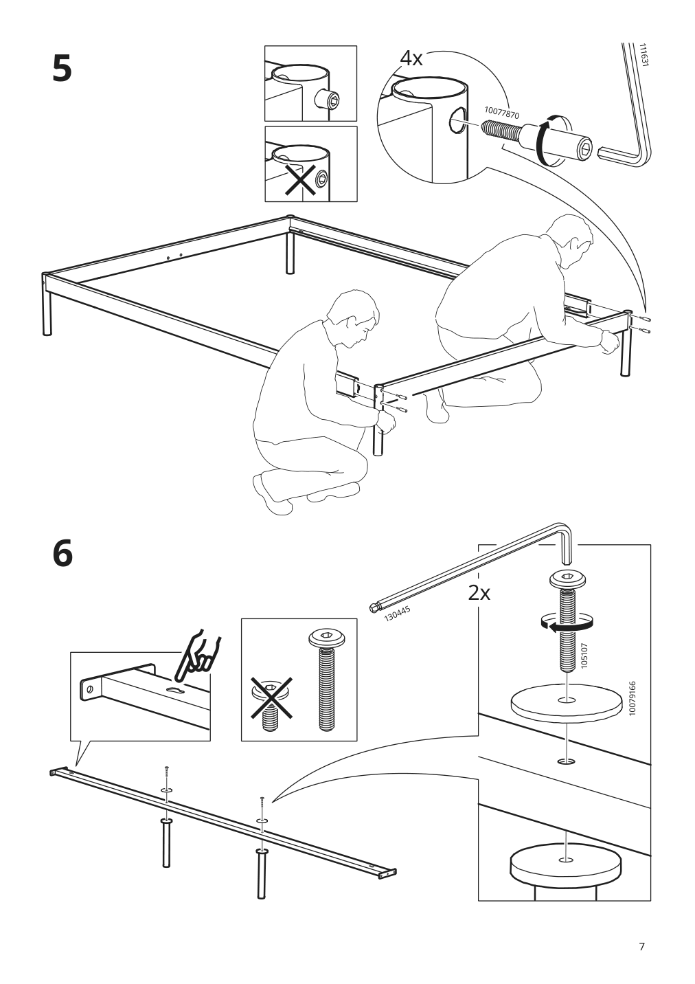 Assembly instructions for IKEA Vevelstad bed frame white | Page 7 - IKEA VEVELSTAD bed frame 805.063.88