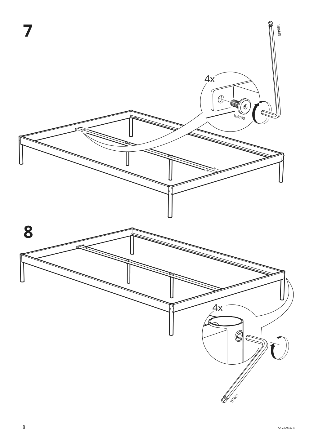 Assembly instructions for IKEA Vevelstad bed frame white | Page 8 - IKEA VEVELSTAD bed frame 805.063.88