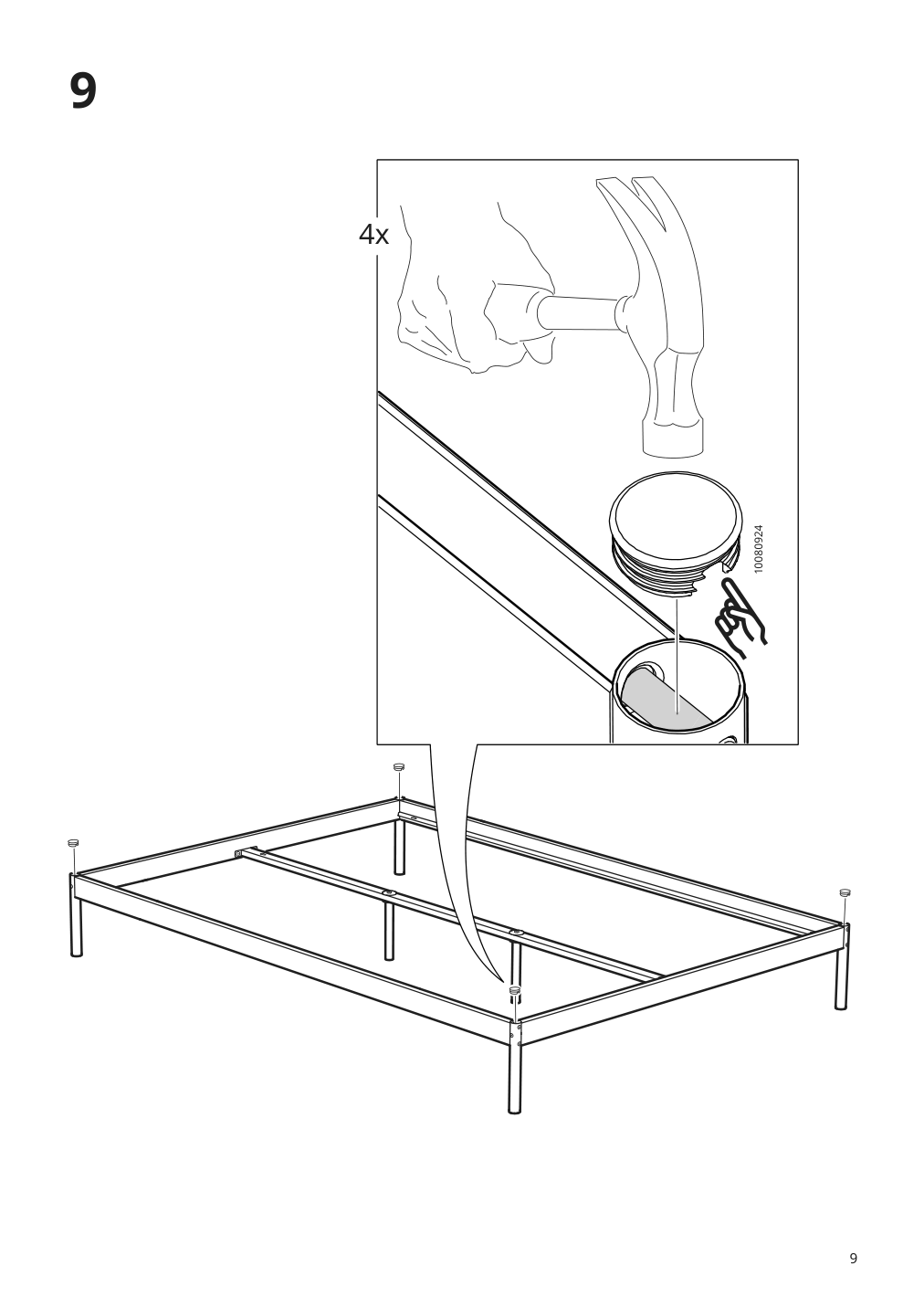 Assembly instructions for IKEA Vevelstad bed frame white | Page 9 - IKEA VEVELSTAD bed frame 805.063.88