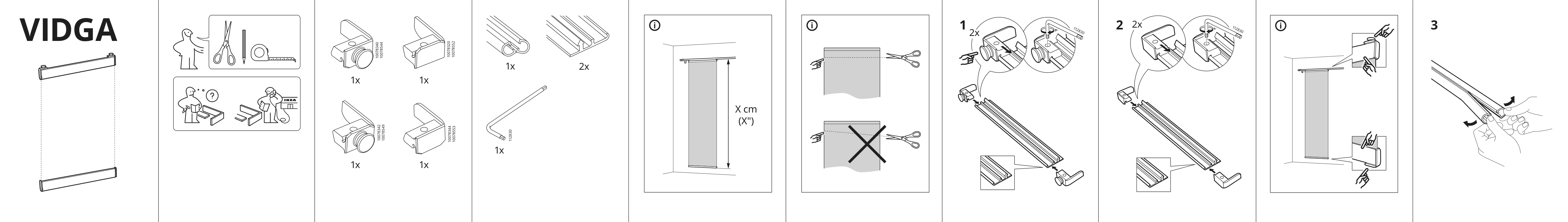 Assembly instructions for IKEA Vidga panel curtain holder white | Page 1 - IKEA VIDGA panel curtain holder 504.830.05