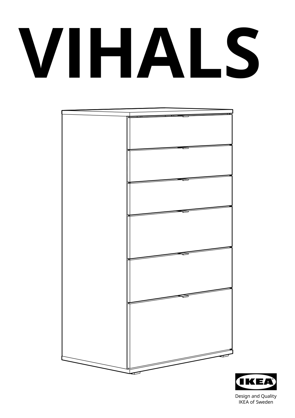 Assembly instructions for IKEA Vihals 6 drawer dresser white anchor unlock function | Page 1 - IKEA VIHALS TV/storage combination 494.406.15