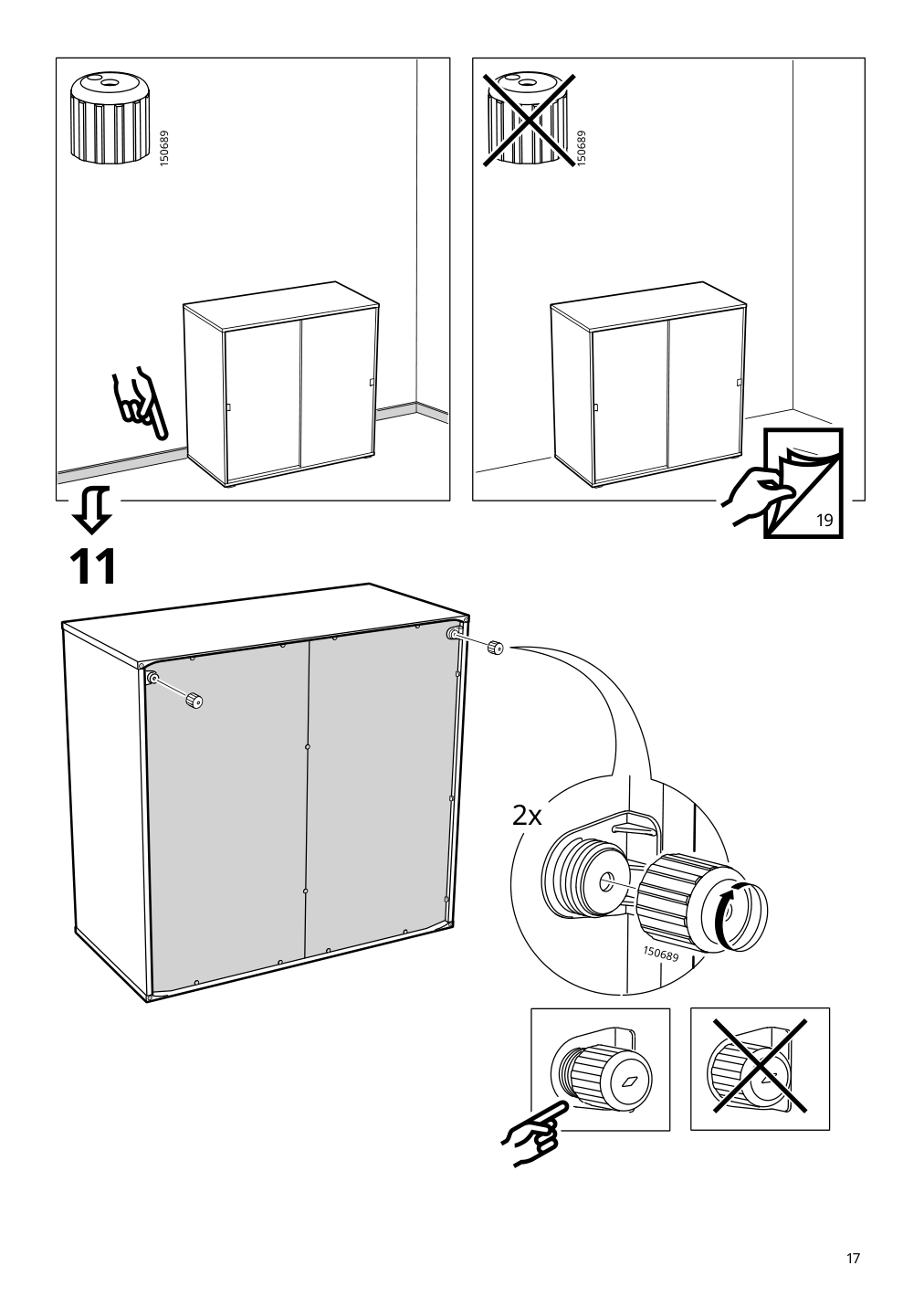 Assembly instructions for IKEA Vihals cabinet with sliding doors white | Page 17 - IKEA VIHALS storage combination 294.406.16