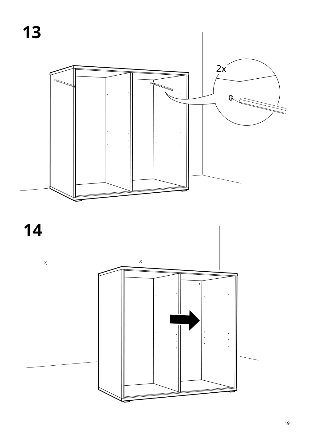 Assembly instructions for IKEA Vihals cabinet with sliding doors white | Page 19 - IKEA VIHALS storage combination 294.406.16