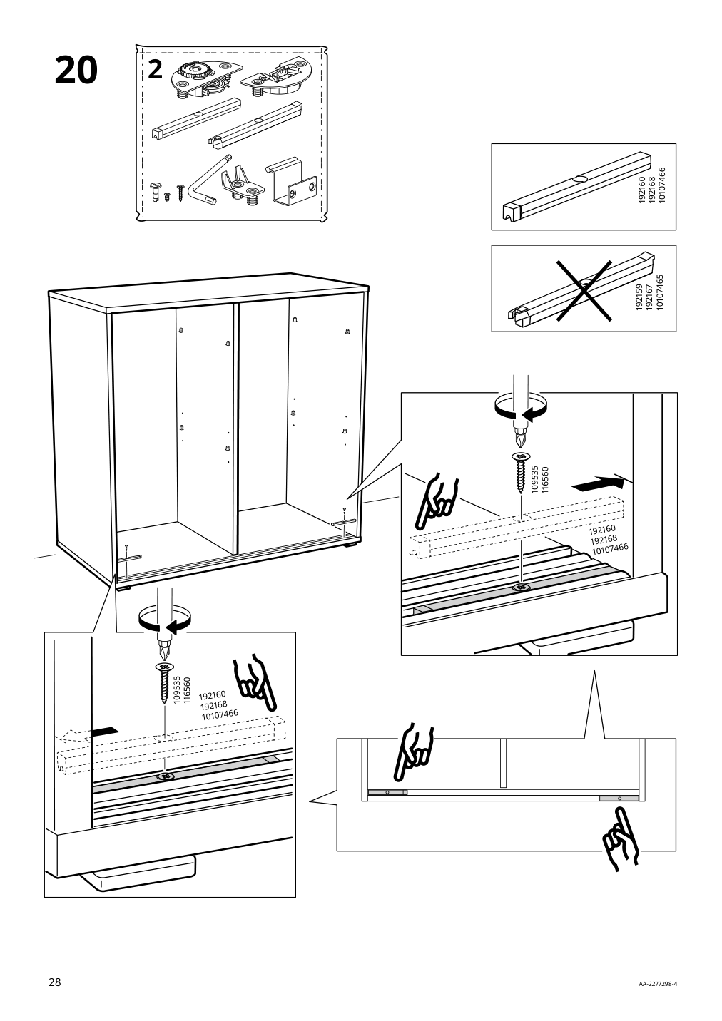 Assembly instructions for IKEA Vihals cabinet with sliding doors white | Page 28 - IKEA VIHALS storage combination 294.406.16