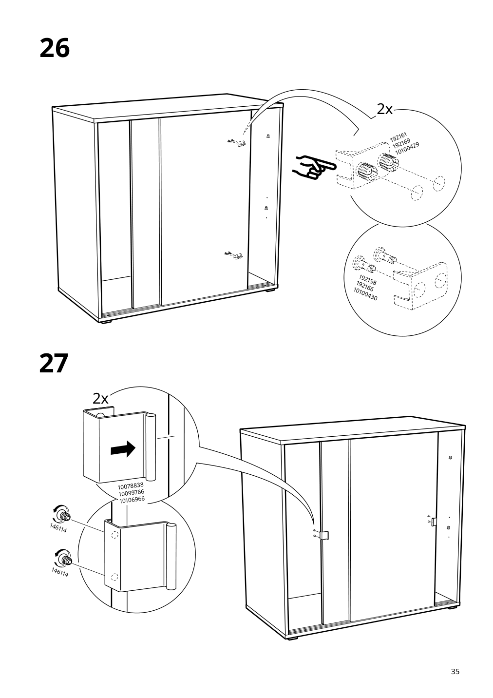 Assembly instructions for IKEA Vihals cabinet with sliding doors white | Page 35 - IKEA VIHALS storage combination 294.406.16