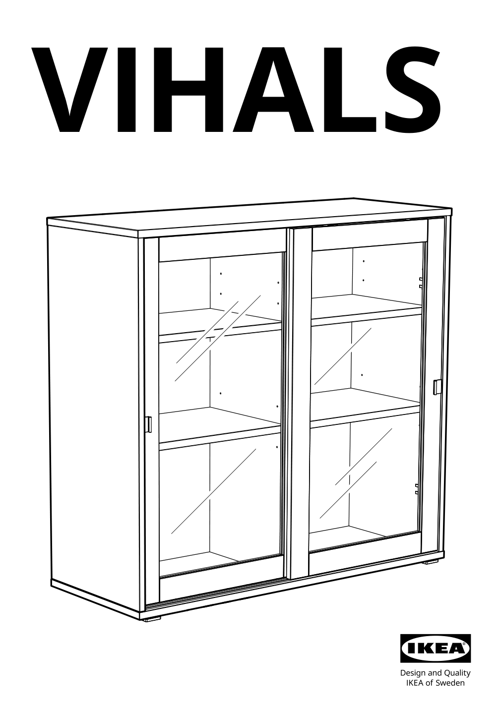 Assembly instructions for IKEA Vihals cabinet with sliding glass doors white | Page 1 - IKEA VIHALS storage combination w/glass doors 295.212.07