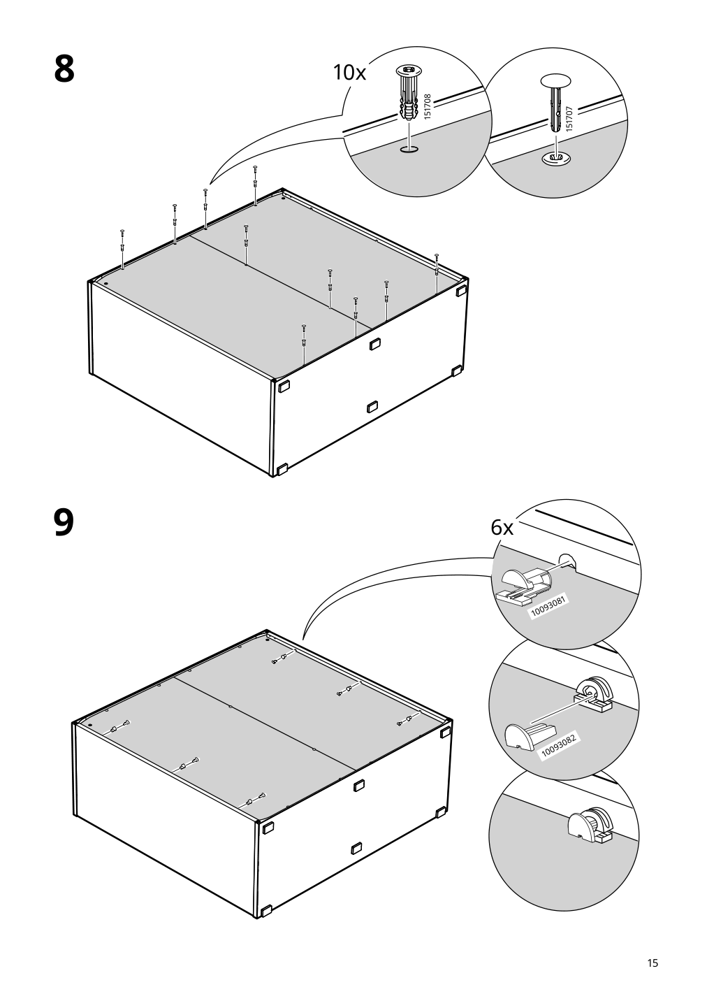 Assembly instructions for IKEA Vihals cabinet with sliding glass doors white | Page 15 - IKEA VIHALS storage combination w/glass doors 295.212.07