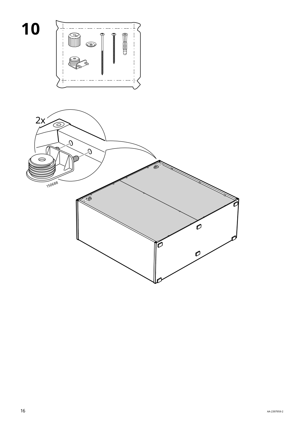 Assembly instructions for IKEA Vihals cabinet with sliding glass doors white | Page 16 - IKEA VIHALS storage combination w/glass doors 295.212.07