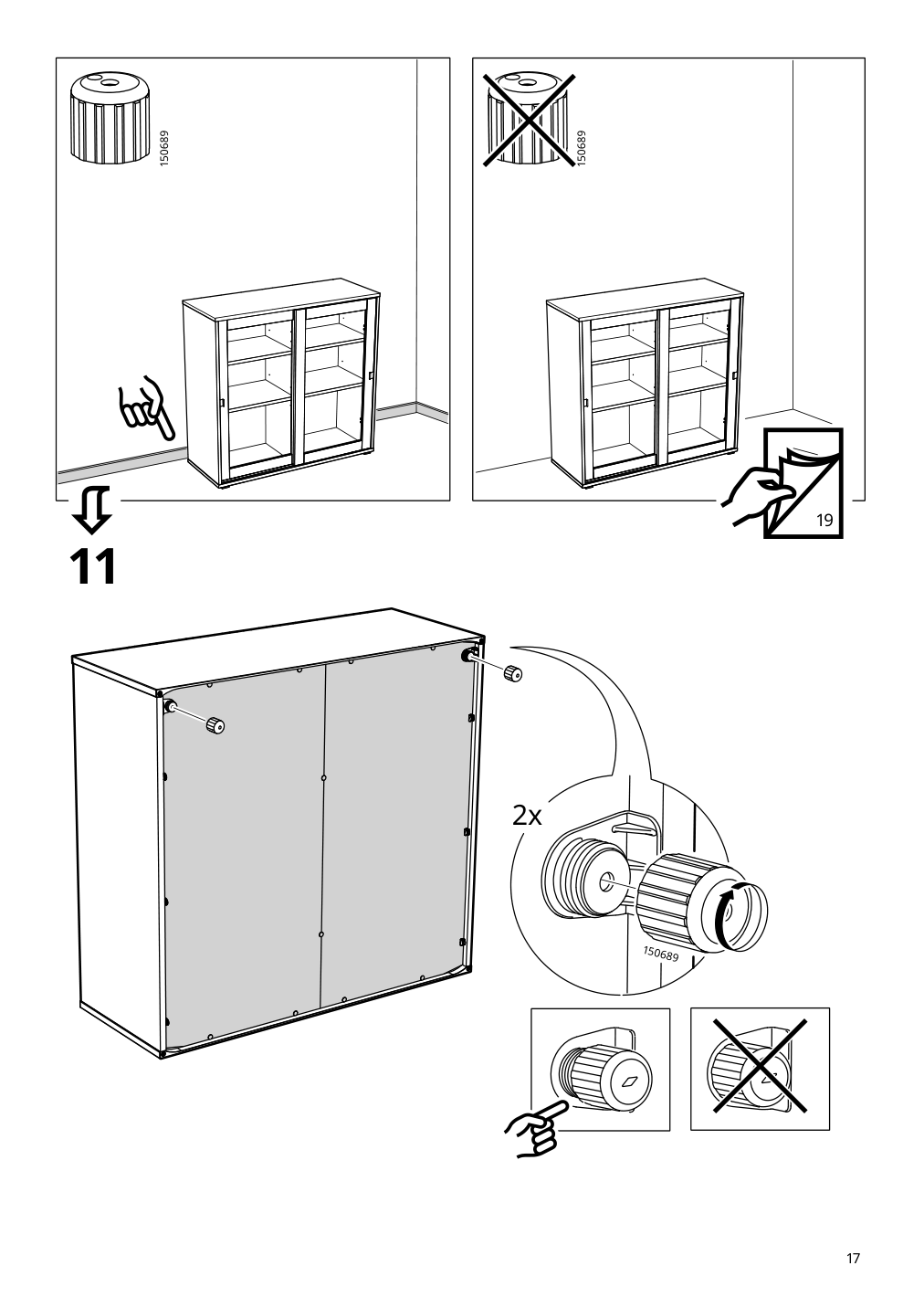 Assembly instructions for IKEA Vihals cabinet with sliding glass doors white | Page 17 - IKEA VIHALS storage combination w/glass doors 295.212.07