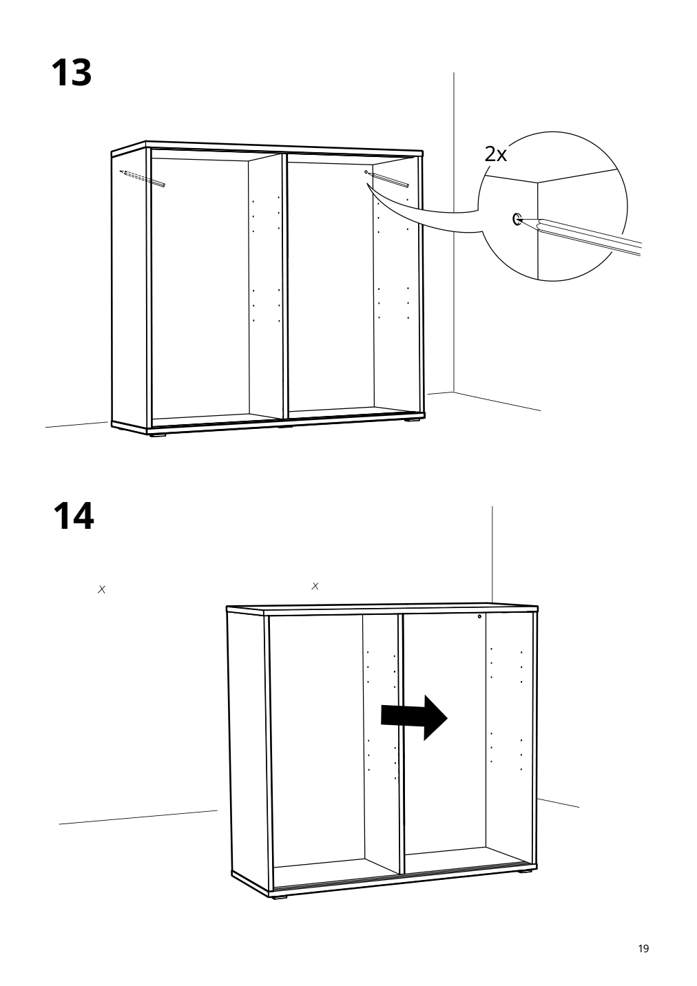 Assembly instructions for IKEA Vihals cabinet with sliding glass doors white | Page 19 - IKEA VIHALS storage combination w/glass doors 295.212.07