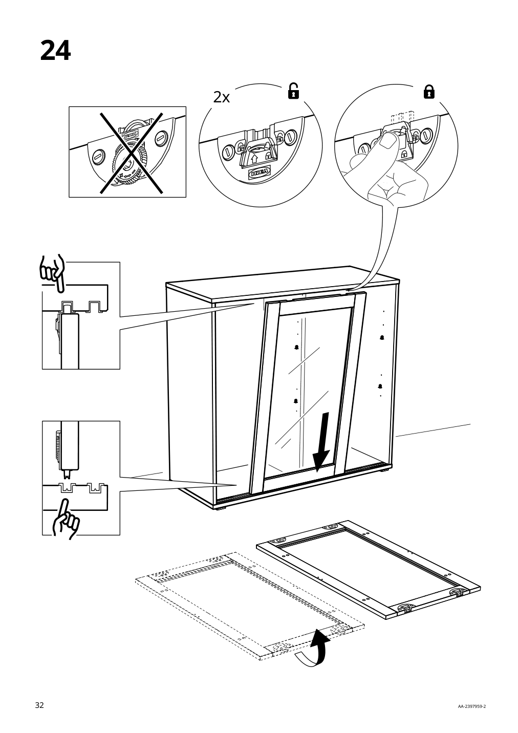 Assembly instructions for IKEA Vihals cabinet with sliding glass doors dark gray | Page 32 - IKEA VIHALS cabinet with sliding glass doors 205.428.79