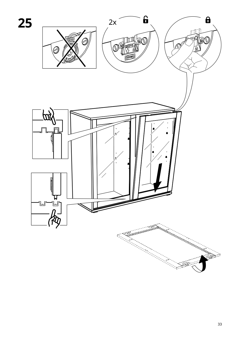 Assembly instructions for IKEA Vihals cabinet with sliding glass doors white | Page 33 - IKEA VIHALS storage combination w/glass doors 295.212.07