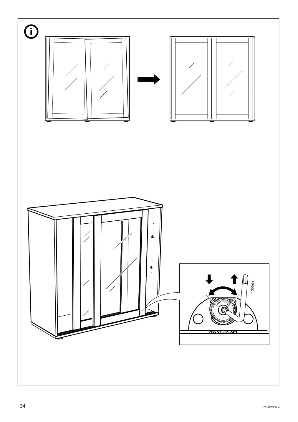 Assembly instructions for IKEA Vihals cabinet with sliding glass doors white | Page 34 - IKEA VIHALS storage combination w/glass doors 295.212.07