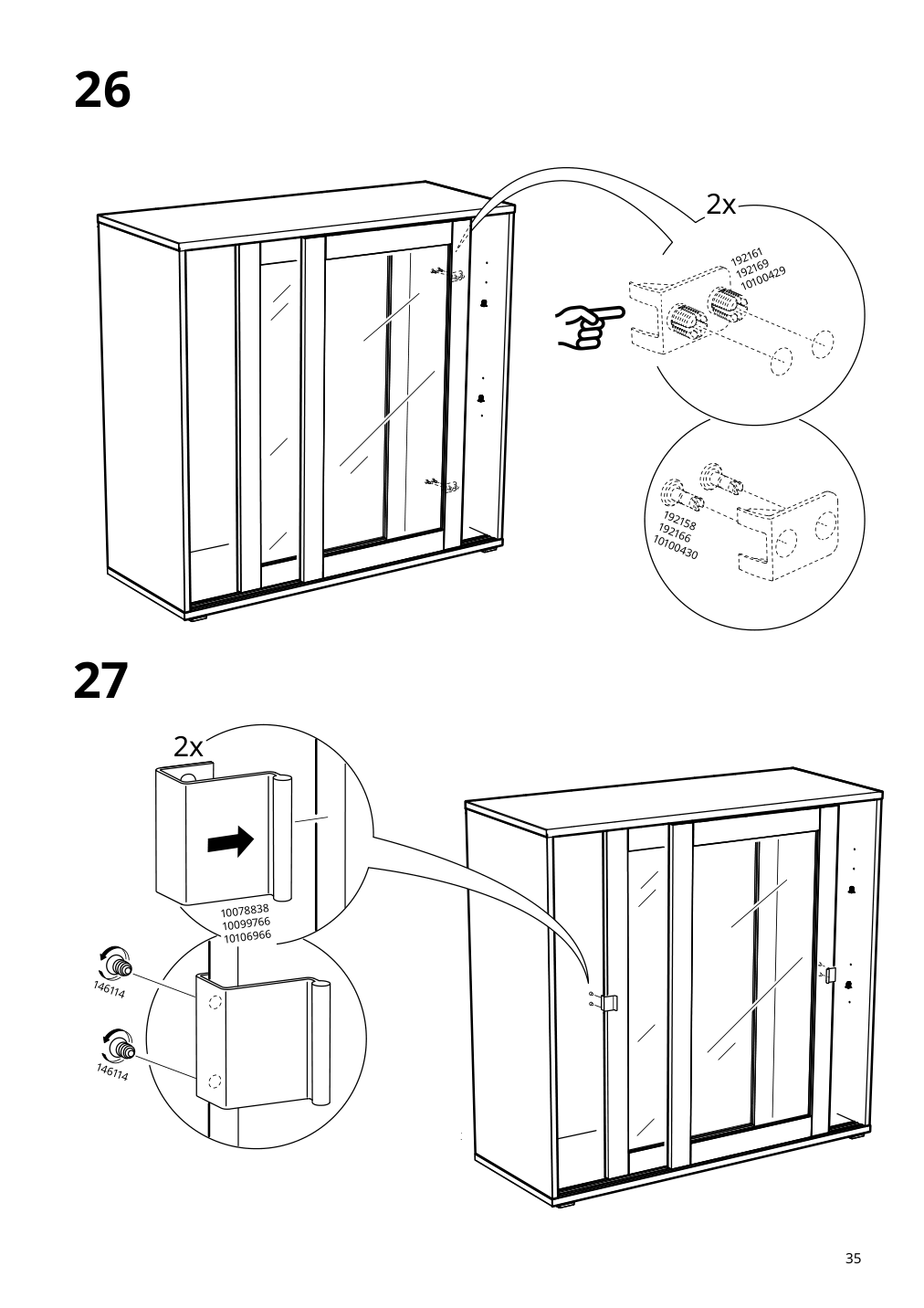 Assembly instructions for IKEA Vihals cabinet with sliding glass doors dark gray | Page 35 - IKEA VIHALS cabinet with sliding glass doors 205.428.79