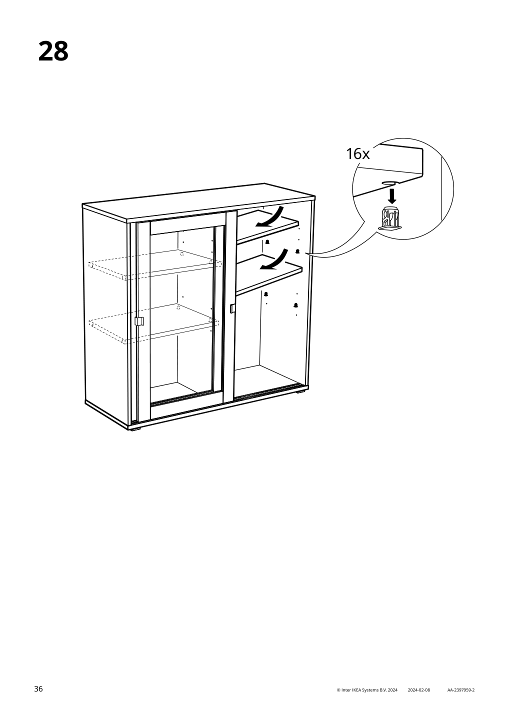 Assembly instructions for IKEA Vihals cabinet with sliding glass doors white | Page 36 - IKEA VIHALS storage combination w/glass doors 295.212.07