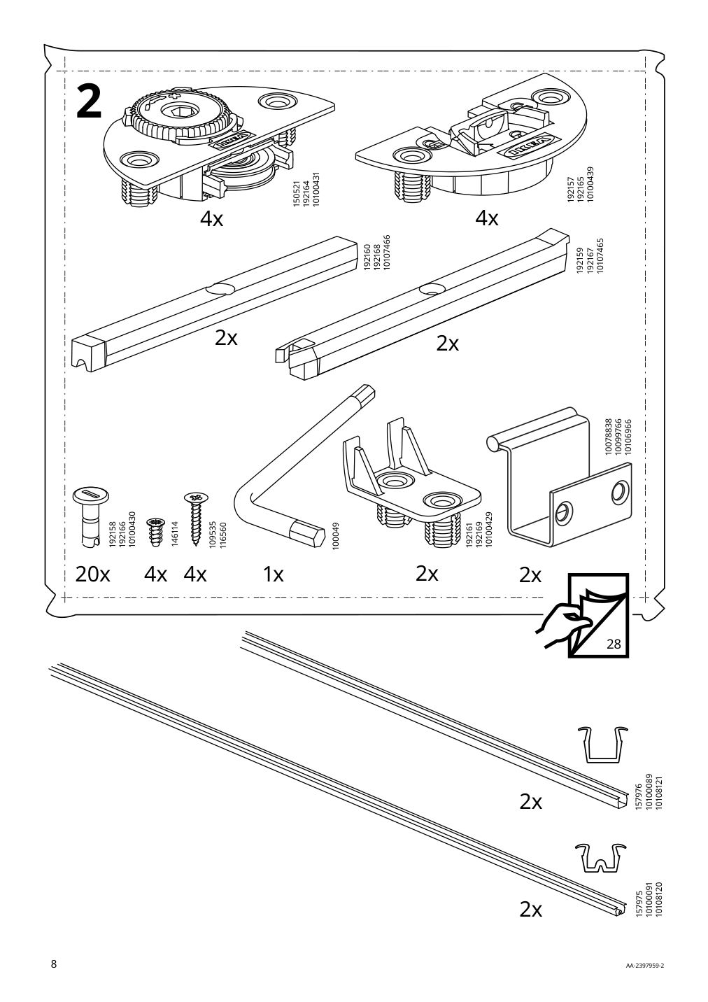 Assembly instructions for IKEA Vihals cabinet with sliding glass doors white | Page 8 - IKEA VIHALS storage combination w/glass doors 295.212.07