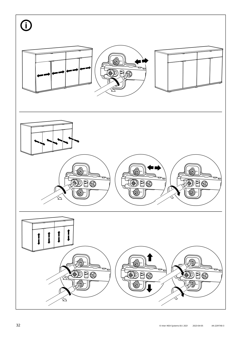 Assembly instructions for IKEA Vihals sideboard white | Page 32 - IKEA VIHALS storage combination w/glass doors 295.212.07