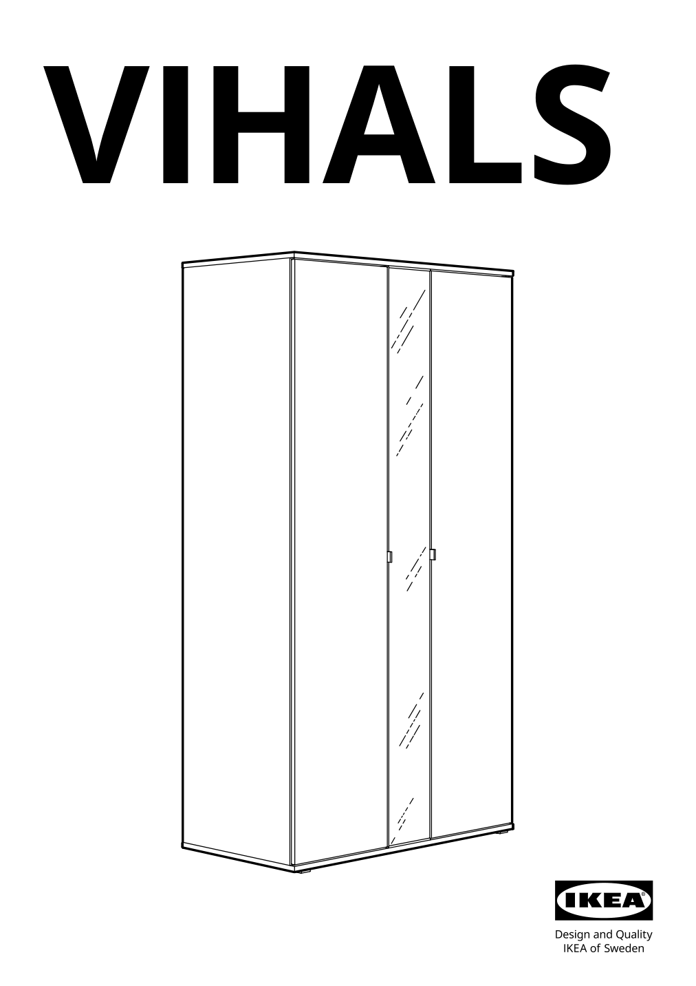 Assembly instructions for IKEA Vihals wardrobe with 2 doors white | Page 1 - IKEA VIHALS wardrobe with 2 doors 604.832.55