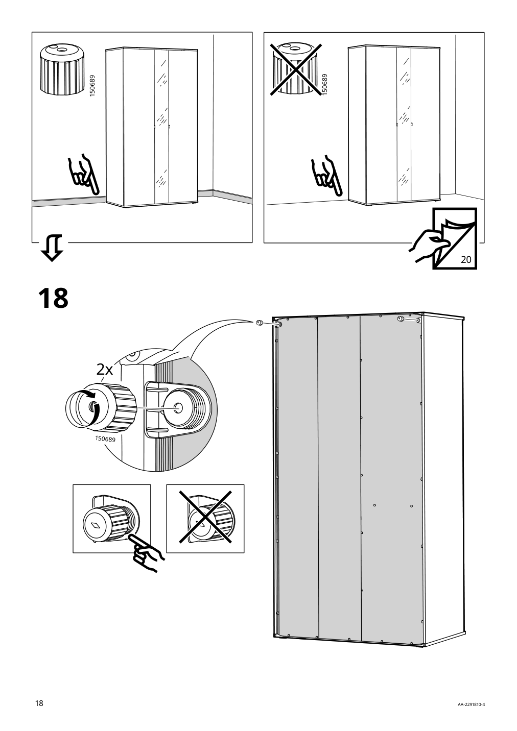 Assembly instructions for IKEA Vihals wardrobe with 2 doors white | Page 18 - IKEA VIHALS wardrobe with 2 doors 604.832.55