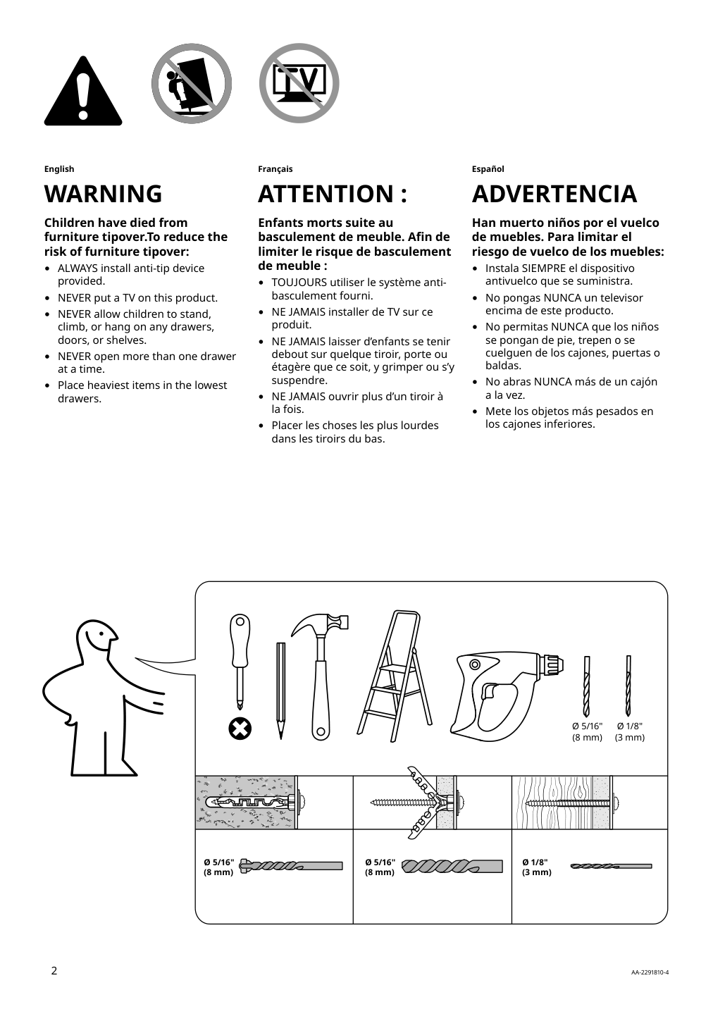 Assembly instructions for IKEA Vihals wardrobe with 2 doors white | Page 2 - IKEA VIHALS wardrobe with 2 doors 604.832.55