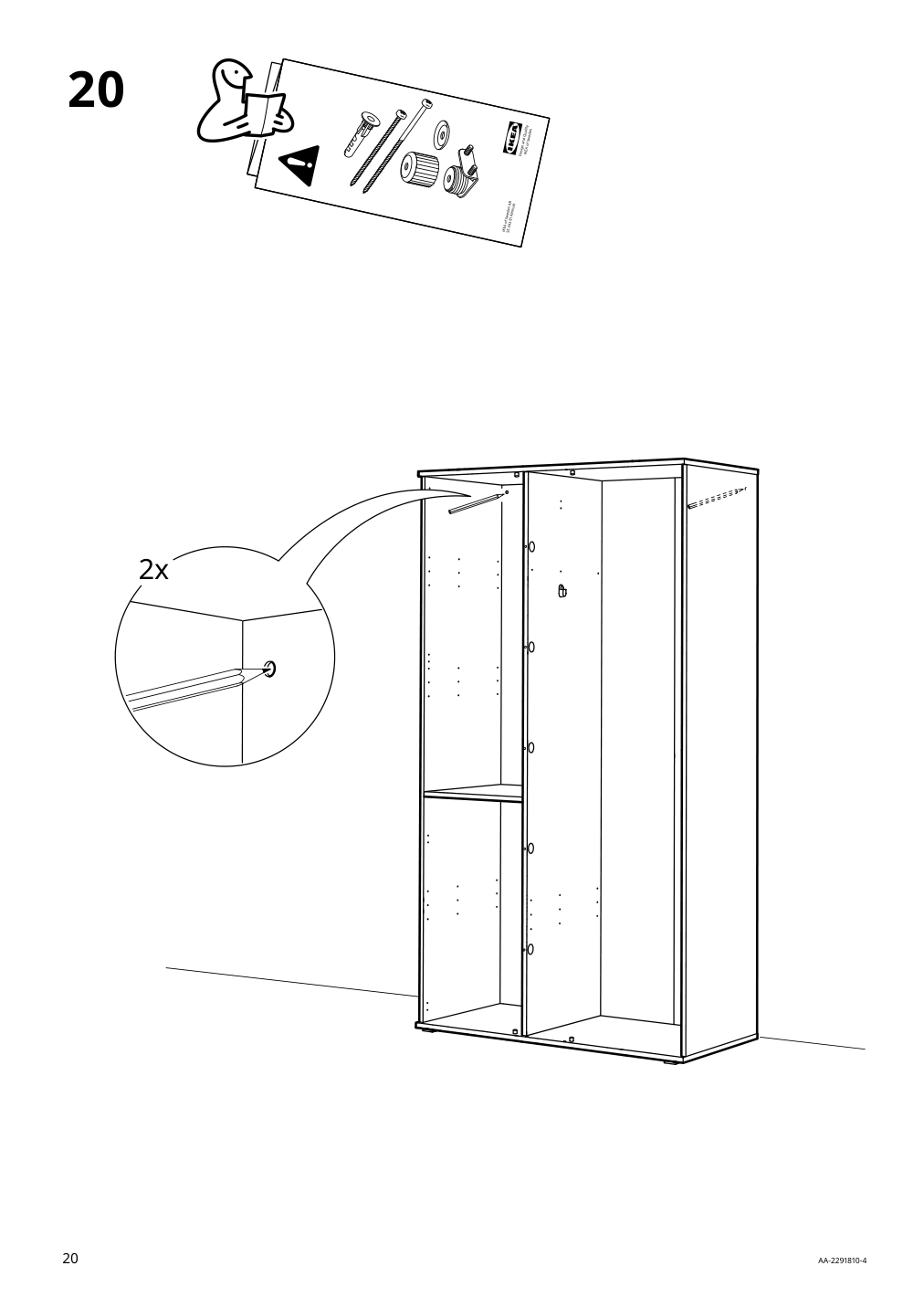 Assembly instructions for IKEA Vihals wardrobe with 2 doors white | Page 20 - IKEA VIHALS wardrobe with 2 doors 604.832.55