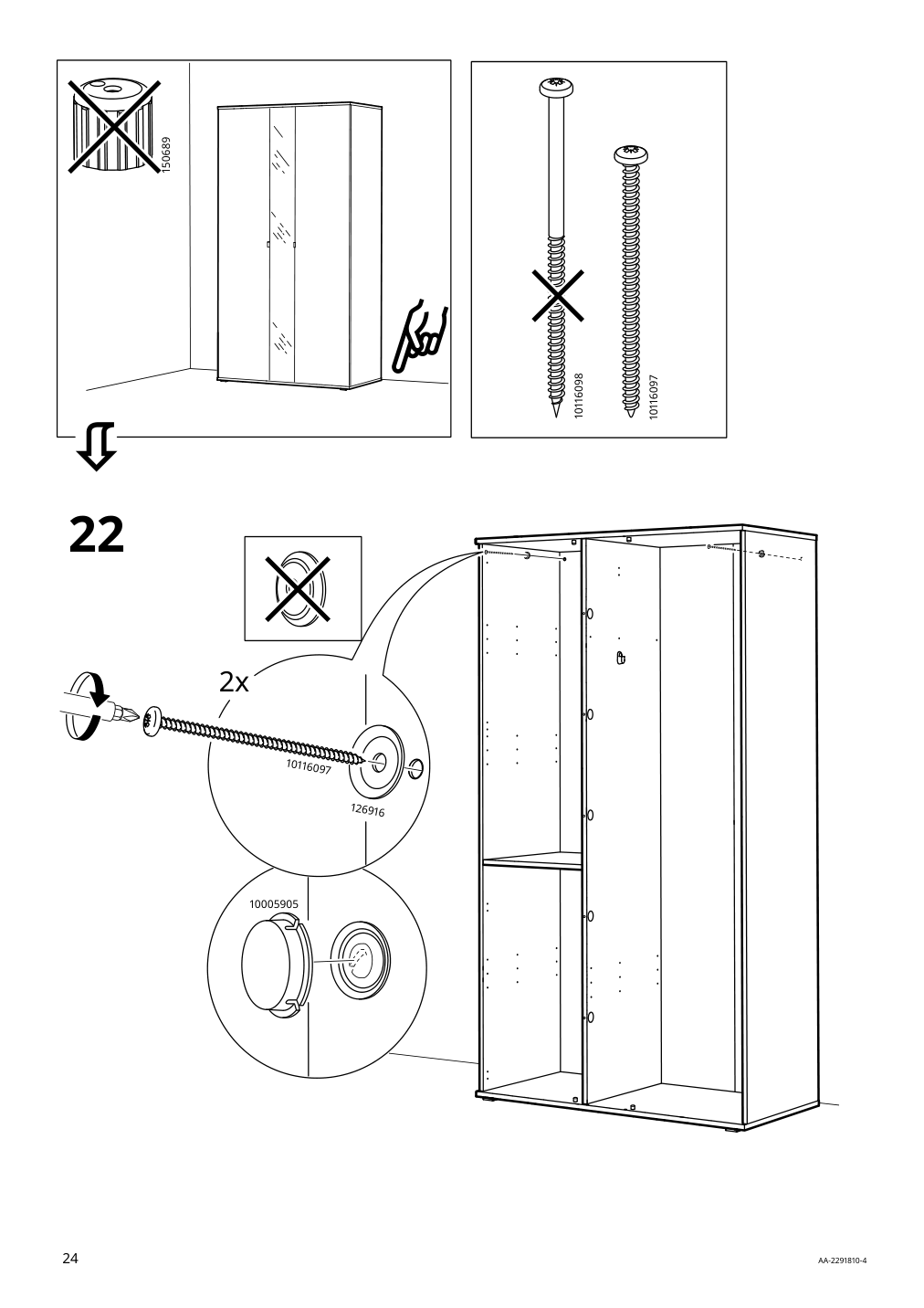 Assembly instructions for IKEA Vihals wardrobe with 2 doors white | Page 24 - IKEA VIHALS wardrobe with 2 doors 604.832.55