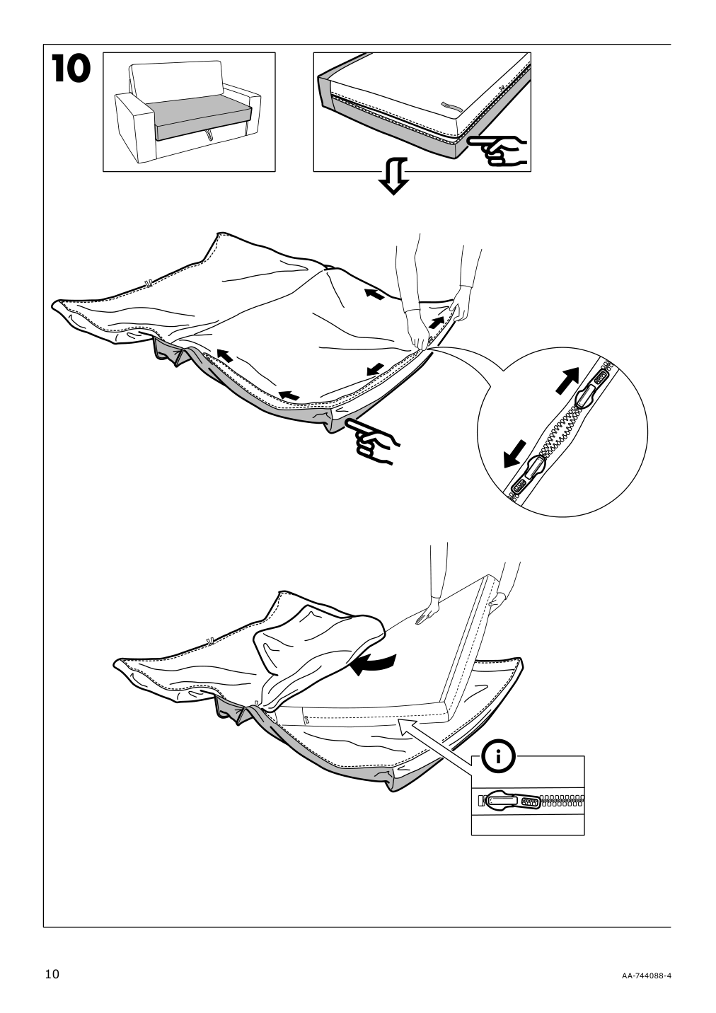 Assembly instructions for IKEA Vilasund cover for sleeper sofa | Page 10 - IKEA VILASUND cover for sleeper sofa 502.430.44