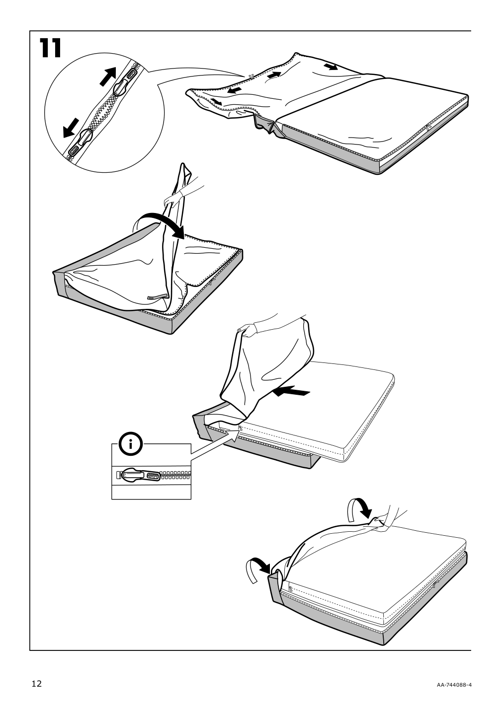 Assembly instructions for IKEA Vilasund cover for sleeper sofa | Page 12 - IKEA VILASUND cover for sleeper sofa 502.430.44