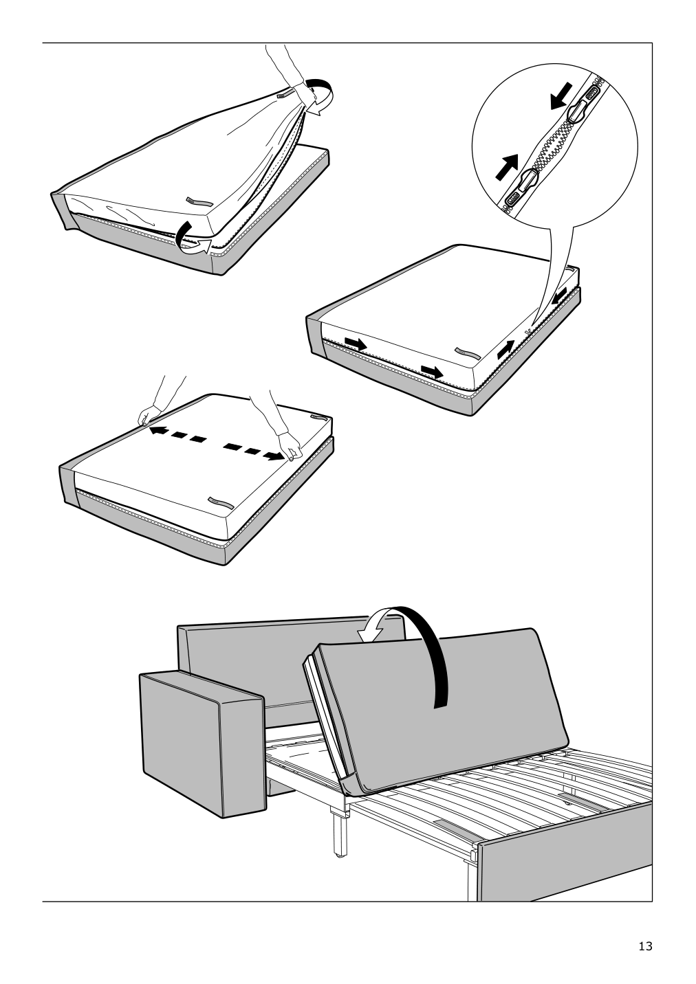 Assembly instructions for IKEA Vilasund cover for sleeper sofa | Page 13 - IKEA VILASUND cover for sleeper sofa 502.430.44