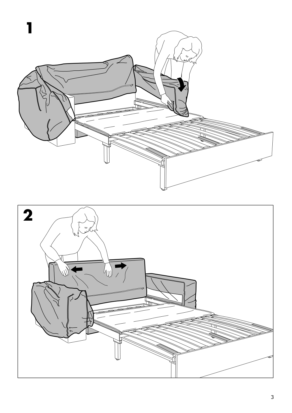 Assembly instructions for IKEA Vilasund cover for sleeper sofa | Page 3 - IKEA VILASUND cover for sleeper sofa 502.430.44