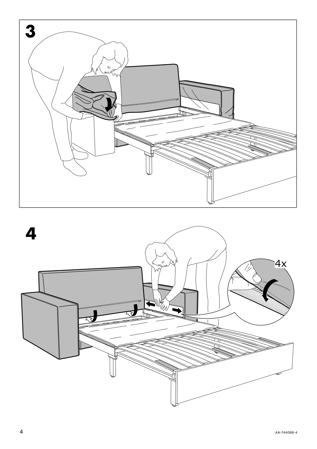 Assembly instructions for IKEA Vilasund cover for sleeper sofa | Page 4 - IKEA VILASUND cover for sleeper sofa 502.430.44