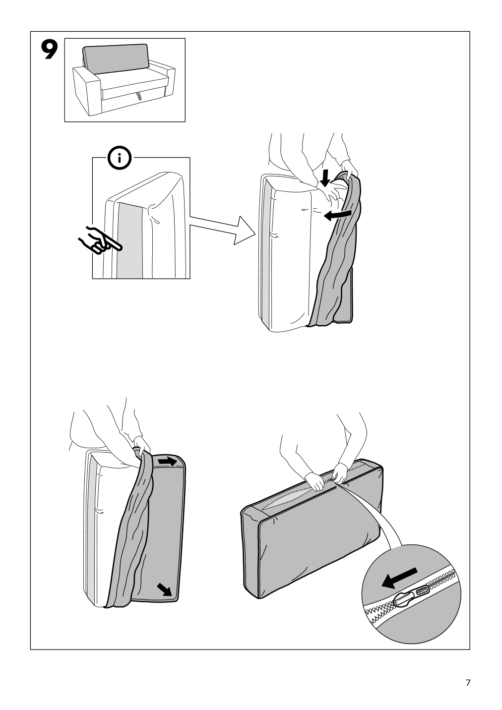 Assembly instructions for IKEA Vilasund cover for sleeper sofa | Page 7 - IKEA VILASUND cover for sleeper sofa 502.430.44