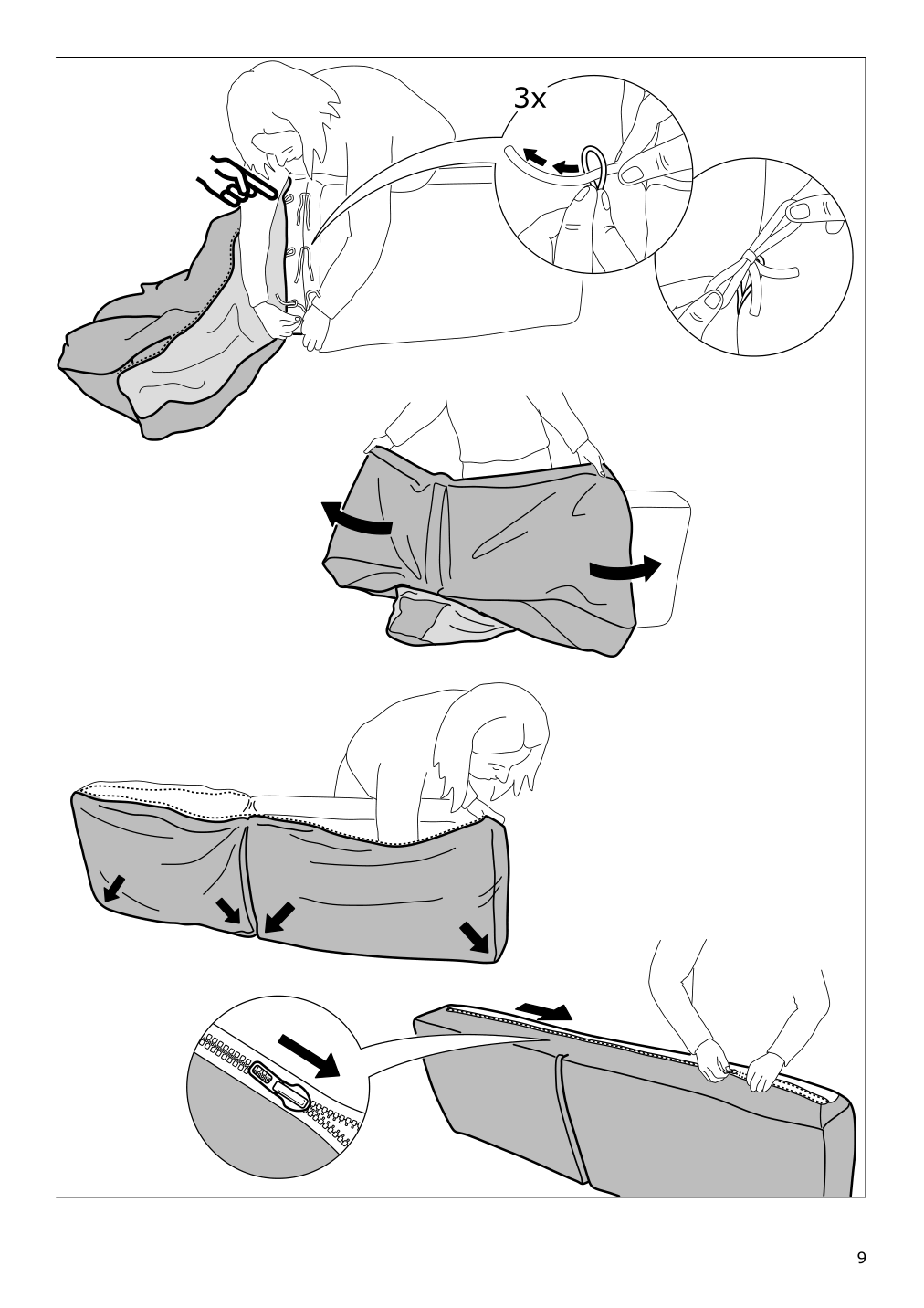 Assembly instructions for IKEA Vilasund cover for sleeper sofa | Page 9 - IKEA VILASUND cover for sleeper sofa 502.430.44