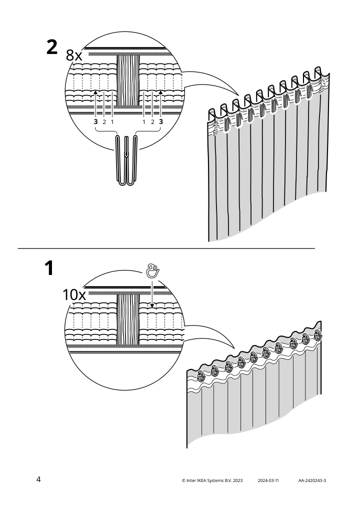 Assembly instructions for IKEA Vilborg room darkening curtains 1 pair gray | Page 4 - IKEA VILBORG room darkening curtains, 1 pair 705.598.91