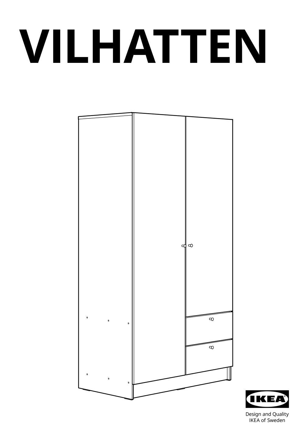 Assembly instructions for IKEA Vilhatten wardrobe with 2 doors and 2 drawers oak effect | Page 1 - IKEA VILHATTEN wardrobe with 2 doors and 2 drawers 705.306.09