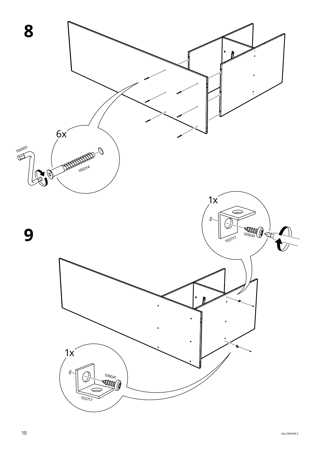 Assembly instructions for IKEA Vilhatten wardrobe with 2 doors and 2 drawers oak effect | Page 10 - IKEA VILHATTEN wardrobe with 2 doors and 2 drawers 705.306.09